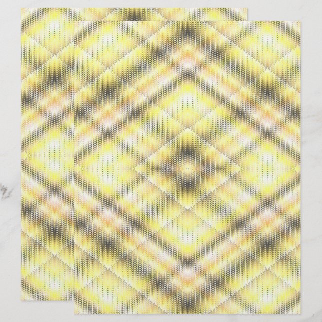 Papel de Scrapbook Argyle Amarelo Página 2 Lados (Frente/Verso)
