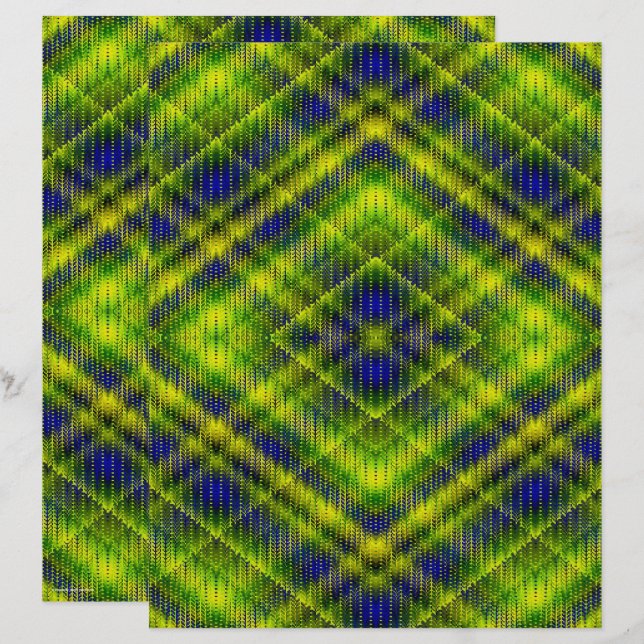 Papel de Scrapbook Argyle Verde Página 2 Lados (Frente/Verso)