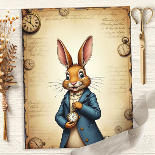 Papel de Scrapbook Arte Relógio de Bolso Coelho Al
