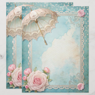 Papel de Scrapbook Azul Shabby Chic