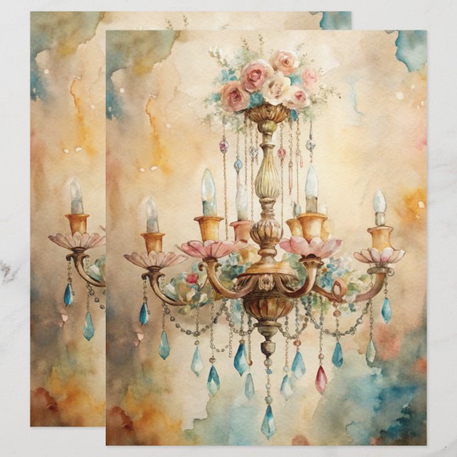 Papel de Scrapbook Azul Xadrez Chic (Frente/Verso)