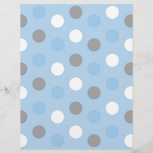 Papel de Scrapbook Bebê Cinza Azul com Bolinhas
