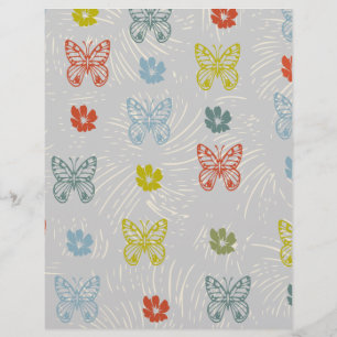Papel de Scrapbook Borboleta & Flor
