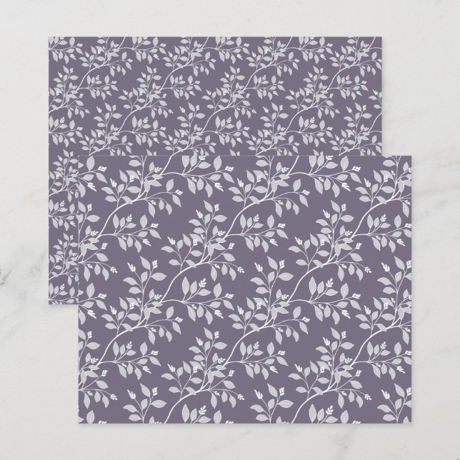 Papel de Scrapbook Botânico Folhas Errantes Roxas (Frente/Verso)