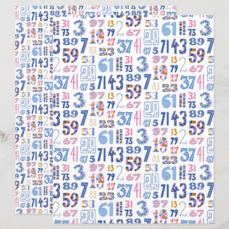 Papel de Scrapbook Branco com Números Primos até 1