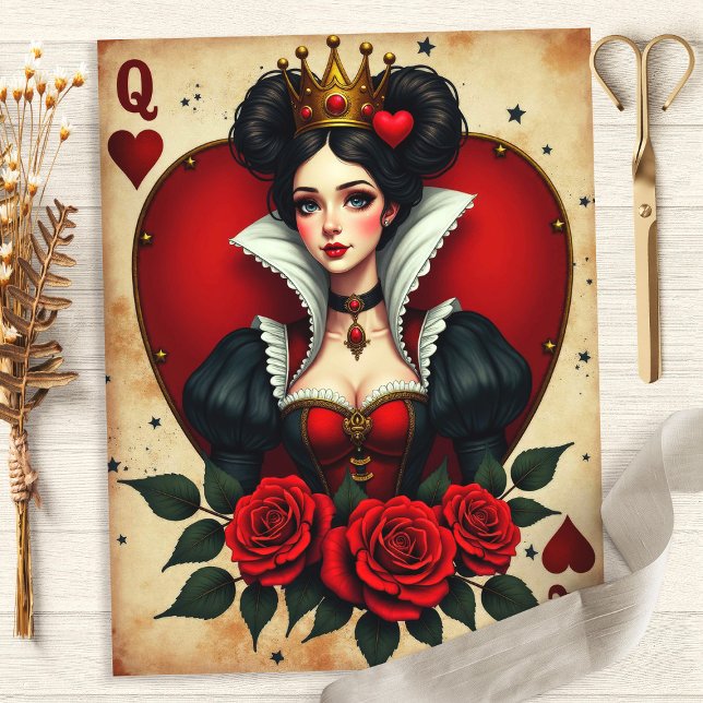 Papel de Scrapbook Carta de Baralho Alice Rainha d (Criador carregado)