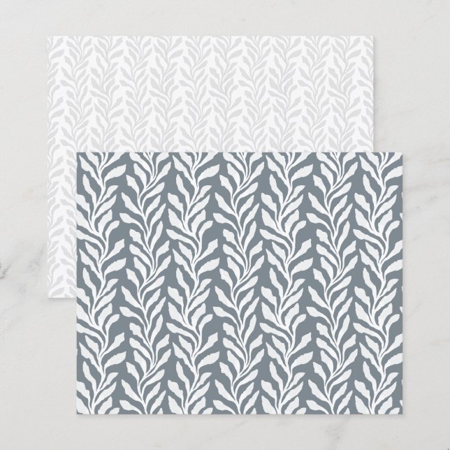 Papel de Scrapbook Cinza Azul de Algas Botânicas (Frente/Verso)