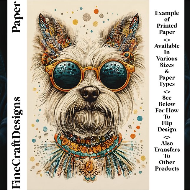 Papel de Scrapbook CK7 Cachorro Westie Boho Chic C (Criador carregado)