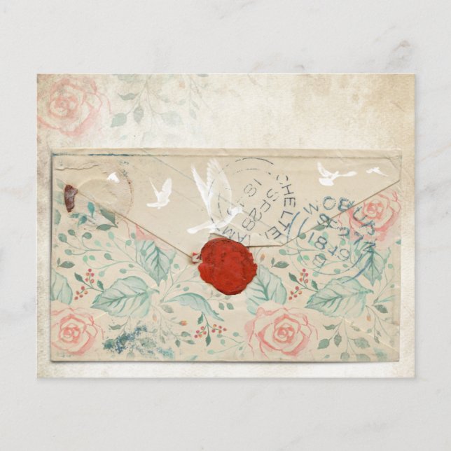Papel de Scrapbook Colagem Envelope Floral (Frente)