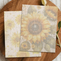 Papel de Scrapbook com Design de Linho de Girassol