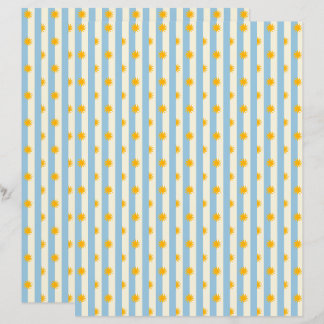 Papel de Scrapbook com Listras Creme e Azul e Expl