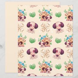 Papel de Scrapbook com Padrão de Cachorro Adorável