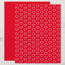 Papel de Scrapbook com Padrão de Coração Branco Ca