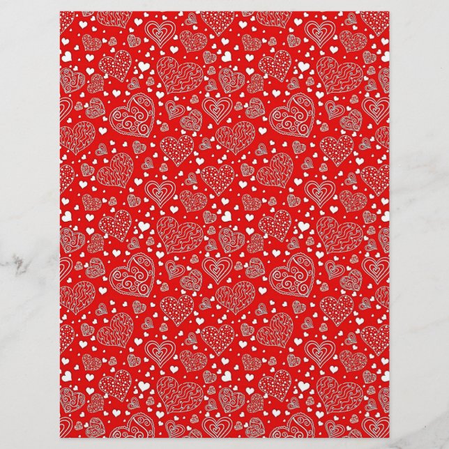papel de scrapbook com padrão de corações fancy (Frente)