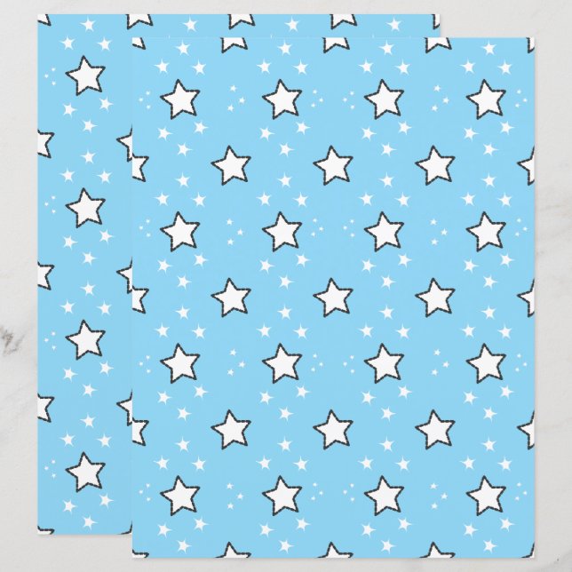 Papel de Scrapbook com Padrão de Estrela Fofa (Frente/Verso)