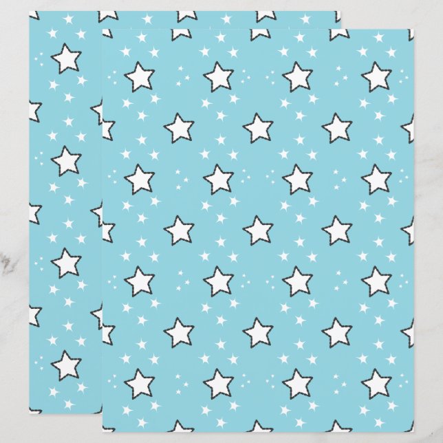 Papel de Scrapbook com Padrão de Estrela Fofa (Frente/Verso)