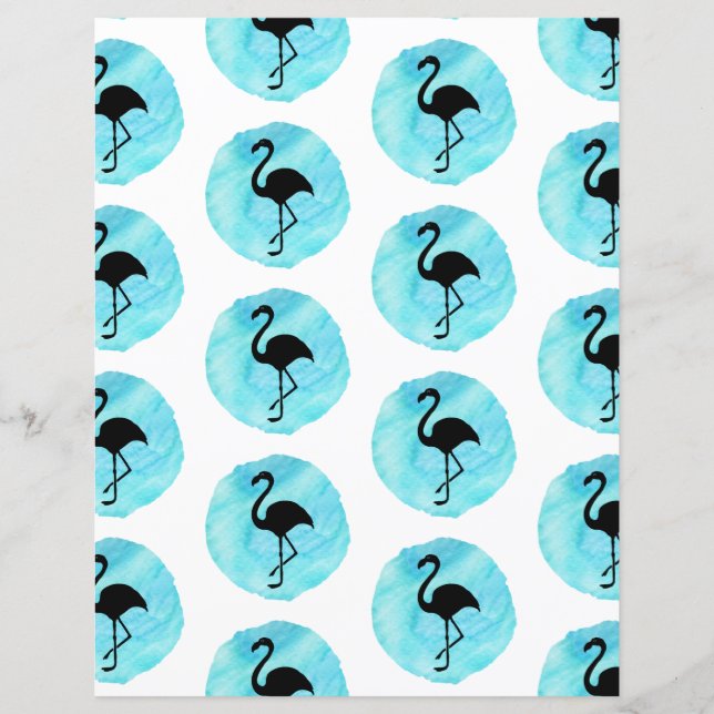 Papel de Scrapbook com Padrão de Flamingo Azul (Frente)