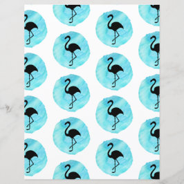 Papel de Scrapbook com Padrão de Flamingo Azul