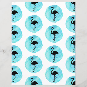 Papel de Scrapbook com Padrão de Flamingo Azul
