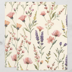 Papel de Scrapbook com Padrão de Flor Selvagem Ele
