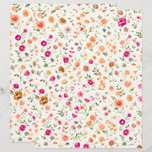 Papel de Scrapbook com Padrão de Flor Silvestre Fo