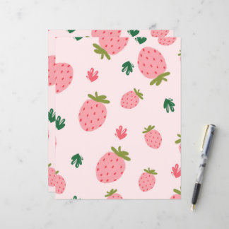 Papel de Scrapbook com Padrão de Morango Rosa Fofo