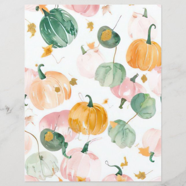 papel de scrapbook com padrão de outono de abóbora (Frente)