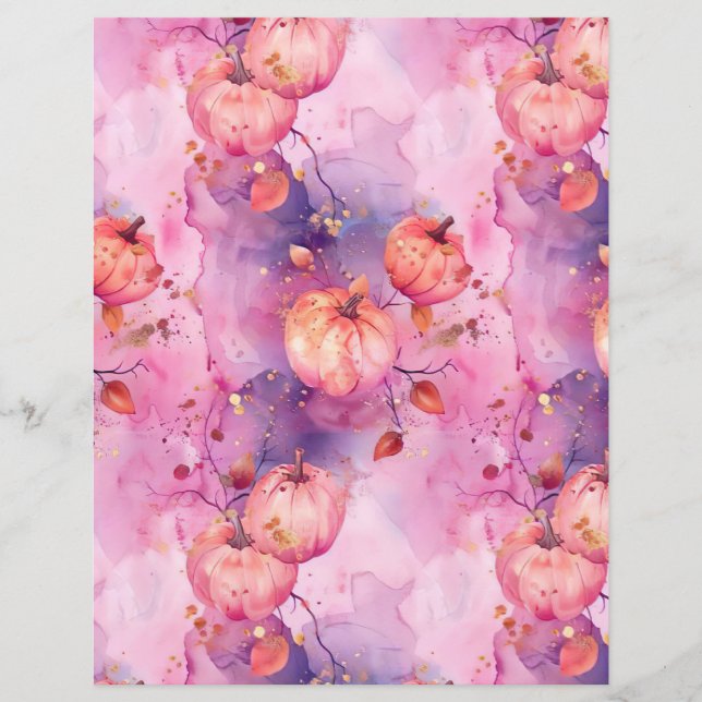 papel de scrapbook com padrão de outono de abóbora (Frente)
