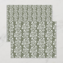 Papel de Scrapbook com Padrão Floral em Verde Musg