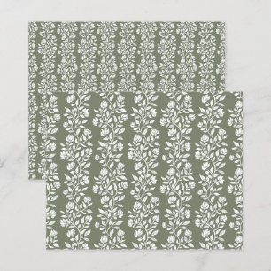 Papel de Scrapbook com Padrão Floral em Verde Musg