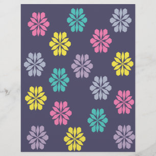 Papel de Scrapbook com Padrão Floral Roxo