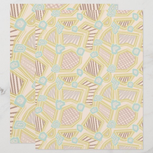 Papel de Scrapbook com Padrão Geométrico Abstrato  (Frente/Verso)