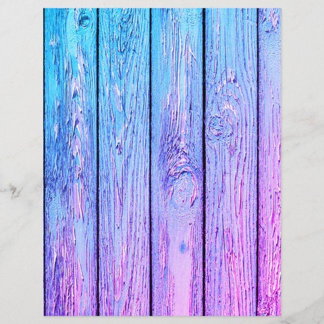 Papel de scrapbook com textura de madeira azul (Frente)