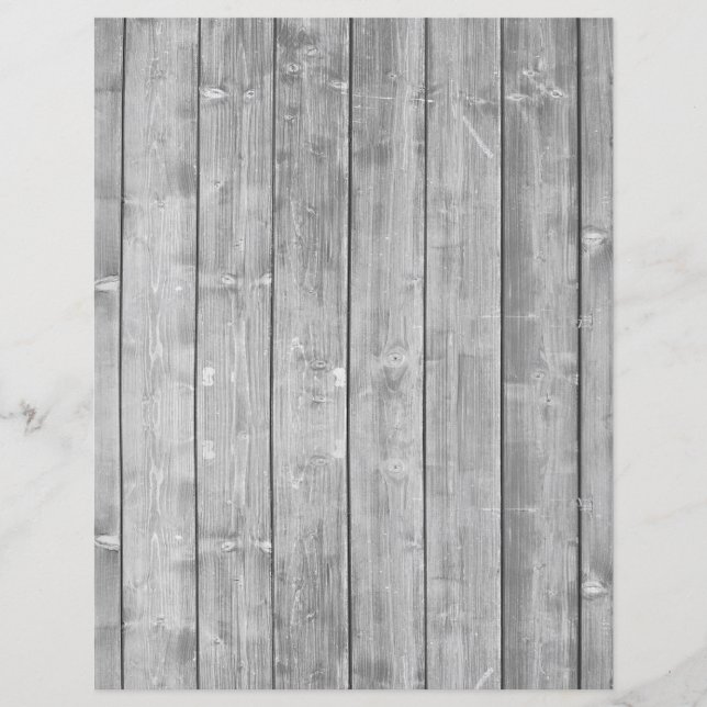 Papel de scrapbook com textura de madeira cinza na (Frente)