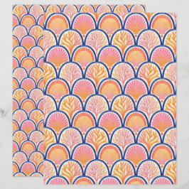 Papel de Scrapbook Conchas Mediterrâneas e Erva Ma