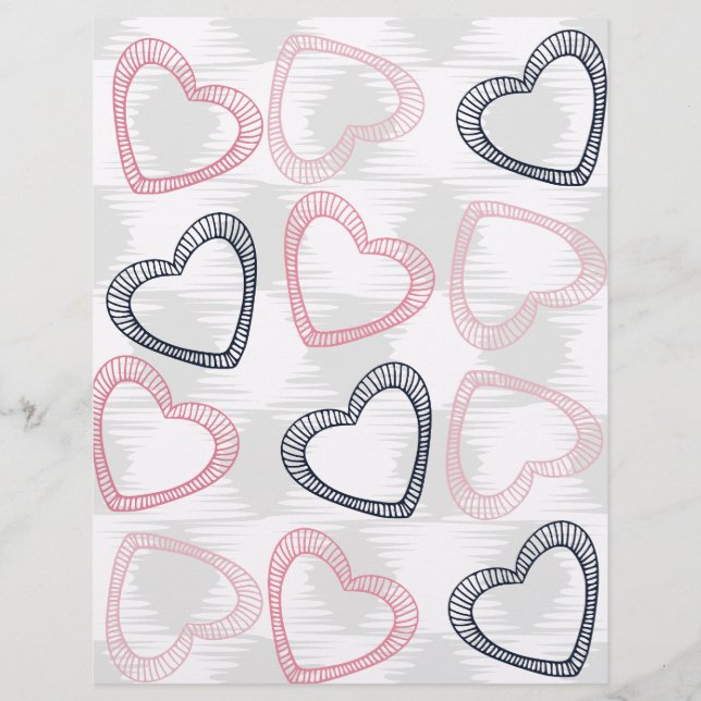 Papel de Scrapbook Coração de Linha Fina (Frente)