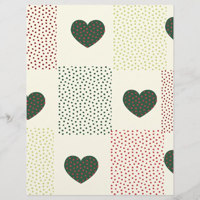 Papel de Scrapbook Corações e Pontos Finos (Frente)