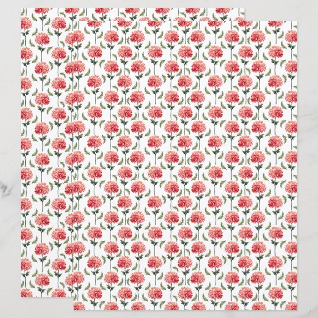 Papel de Scrapbook Crisântemos (Frente/Verso)