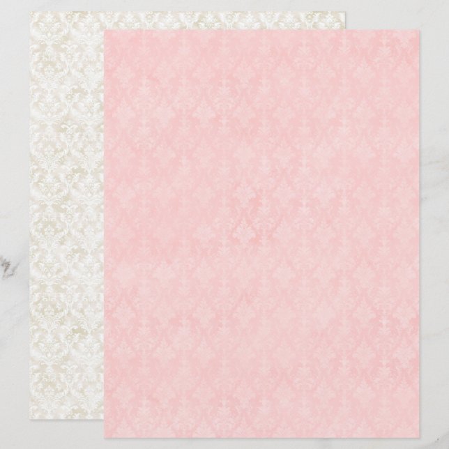 Papel de Scrapbook Damask Coquette Vintage (Frente/Verso)