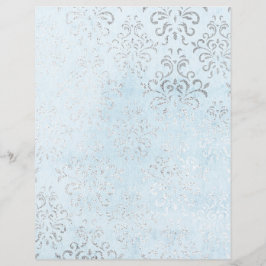 Papel de Scrapbook Damasko Envelhecido Azul e Prat