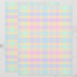 Papel de Scrapbook de 2 Lados com Xadrez Pastel de