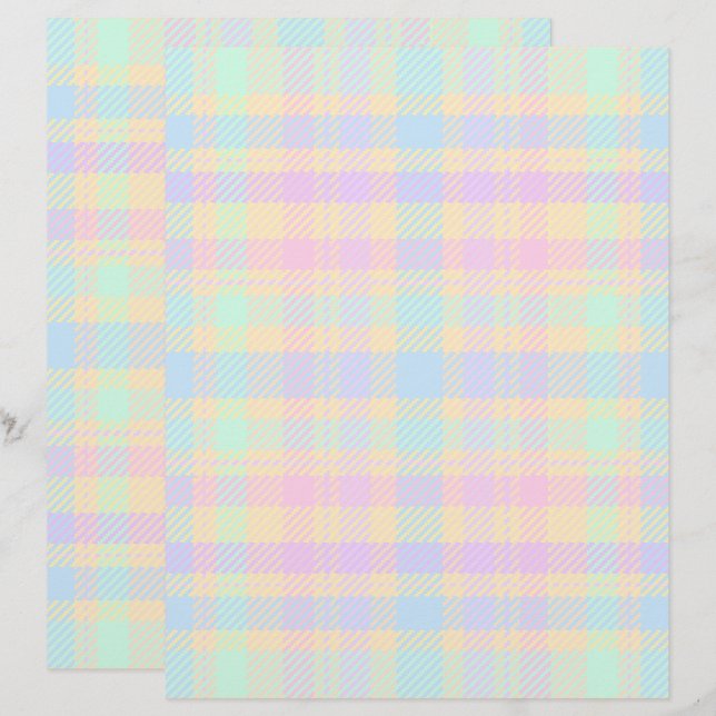 Papel de Scrapbook de 2 Lados com Xadrez Pastel de (Frente/Verso)