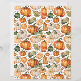 Papel de Scrapbook de Abóboras e Folhas em Aquarel