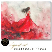 Papel de Scrapbook de Arte em Aquarela de Menina d