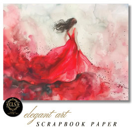 Papel de Scrapbook de Arte em Aquarela de Menina d