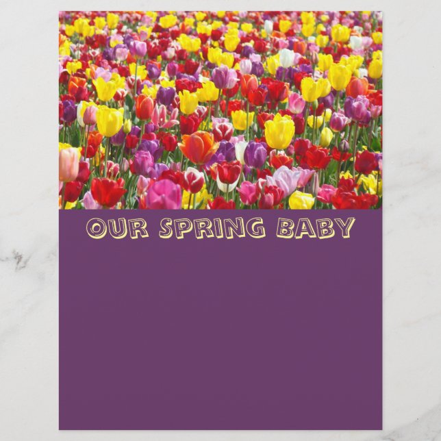 Papel de Scrapbook de Bebê Primavera Flor de Tulip (Frente)