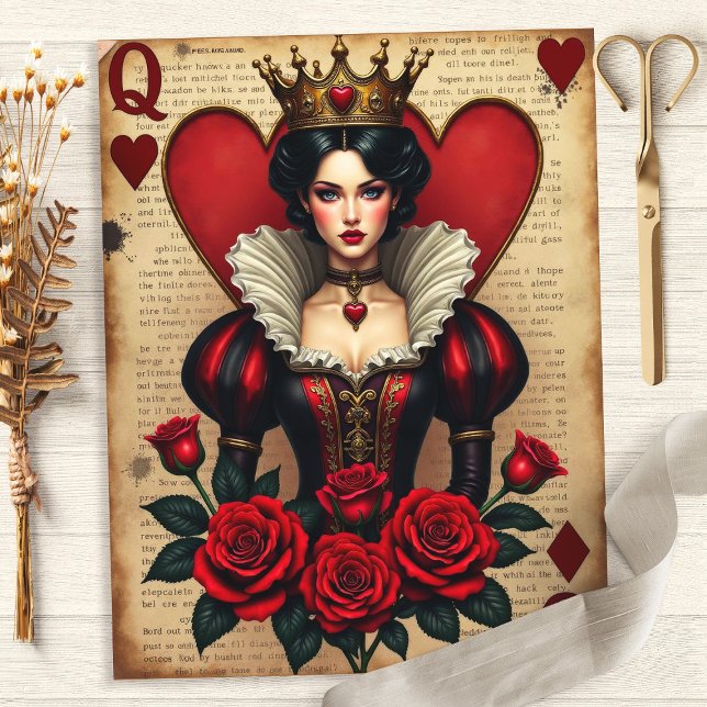 Papel de Scrapbook de Carta Rosa Vintage Rainha de (Criador carregado)
