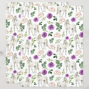 Papel de Scrapbook de Casamento Floral Roxo Equest