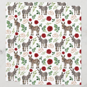 Papel de Scrapbook de casamento floral vermelho bu