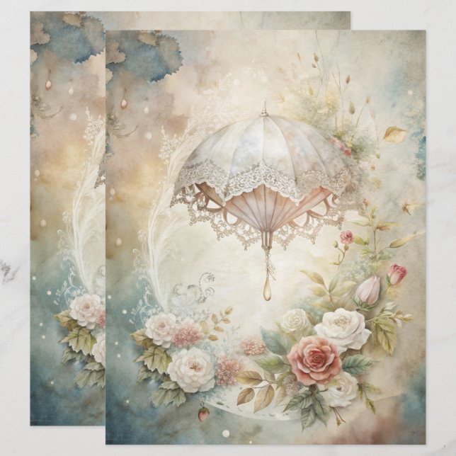 Papel de Scrapbook de Chique Azul (Frente/Verso)